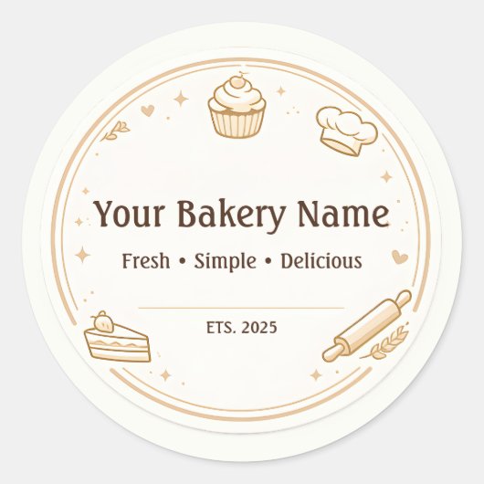 Custom Bakery Logo Sticker - Baking Icon Design (Voorkant)