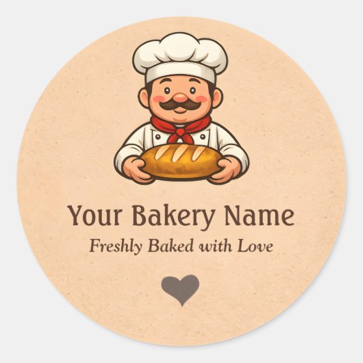 Custom Bakery logo Sticker - Chef Bread Logo (Voorkant)