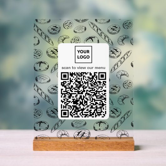 Custom Bakery Pattern QR Code Table Sign Acryl Bord (Neutraal)