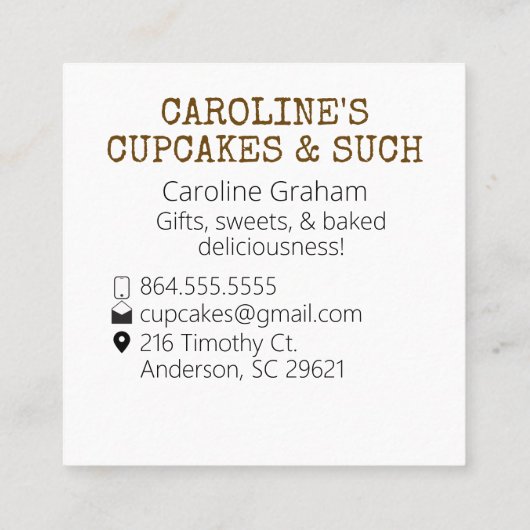 Custom Bakery Visitekaartje 2 (Achterkant)