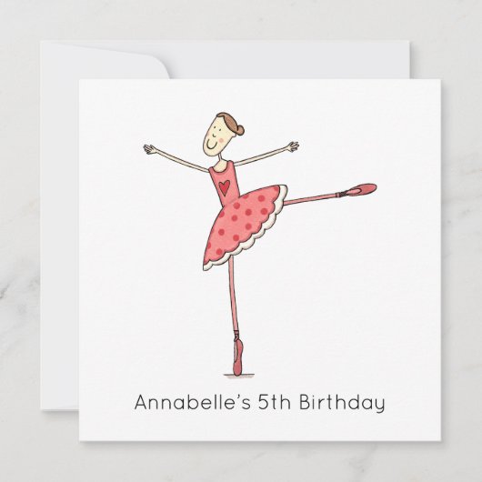 Custom Ballerina Birthday Invitation (Voorkant)