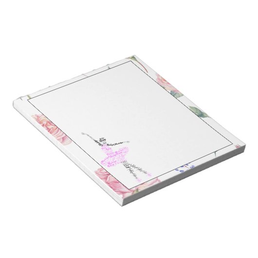 Custom Ballerina Madelyn | Waterverf Roos grens Notitieblok (Schuin)