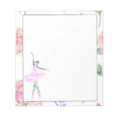 Custom Ballerina Madelyn | Waterverf Roos grens Notitieblok (Voorkant)