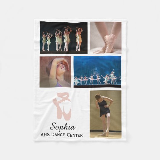 Custom Ballet 5 Fotocollage Danser's Naam Fleece Deken (Voorkant)