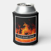 Custom Band Merch Flames Rock en Roll Metal Music Blikjeskoeler (Blikje Achterkant)