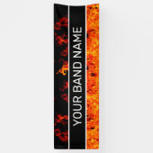 Custom Band Merch Flames Rock & Roll Gig Show Spandoek (Verticaal)