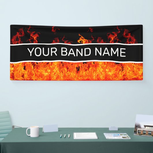 Custom Band Merch Flames Rock & Roll Music Gig Spandoek (Beurs)