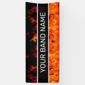 Custom Band Merch Flames Rock & Roll Music Gig Spandoek (Verticaal)