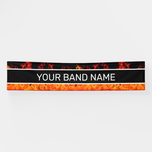Custom Band Merch Flames Rock & Roll Show Gig Spandoek (Horizontaal)