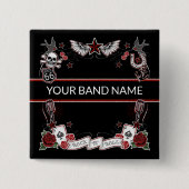 Custom Band Merch Pin Rockabilly Rock Roll Button (Voorkant)