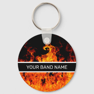 Custom Band Merch Rock and Roll Flames Musician Sleutelhanger