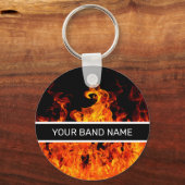 Custom Band Merch Rock and Roll Flames Musician Sleutelhanger (Voorkant)
