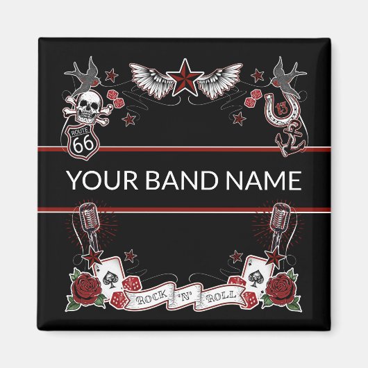 Custom Band Merch Rockabilly Rock & Roll Music Magneet (Voorkant)