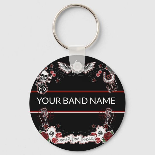 Custom Band Merch Rockabilly Rock & Roll Music Sleutelhanger (Voorkant)