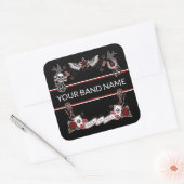 Custom Band Merch Rockabilly Tattoo Rock Music Vierkante Sticker (Envelop)