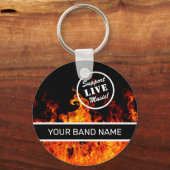 Custom Band Merch Support Live Music Flames Rock Sleutelhanger (Voorkant)