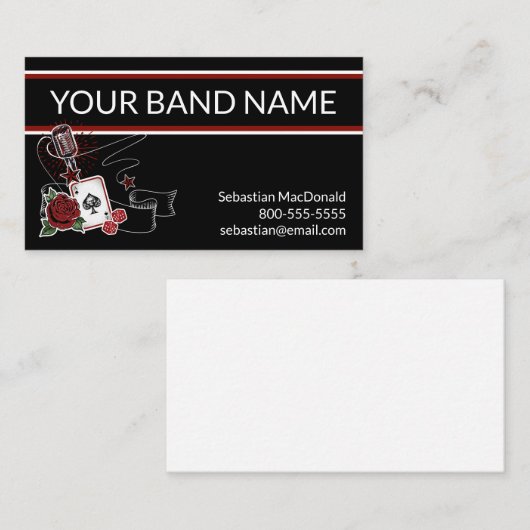 Custom Band Visitekaartje Rockabilly Musician Rock (Voorkant / Achterkant)