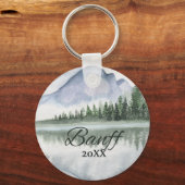 Custom Banff Mountain Lake Trees Sleutelhanger (Voorkant)