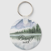 Custom Banff Mountain Lake Trees Sleutelhanger (Achterkant)