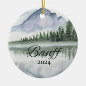 Custom Banff Waterverf Bergmeerbomen Keramisch Ornament (Voorkant)