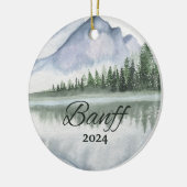 Custom Banff Waterverf Bergmeerbomen Keramisch Ornament (Links)