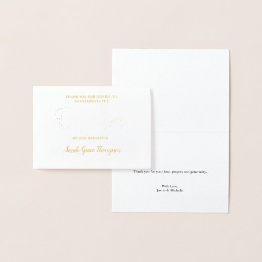 Custom Baptism Baby meisje Dank u Folie Kaarten (Display)