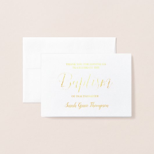 Custom Baptism Baby meisje Dank u Folie Kaarten (Voorkant met envelop)
