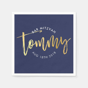 CUSTOM Bar Mitswa lunch voor Tommy marine + goud Servetten