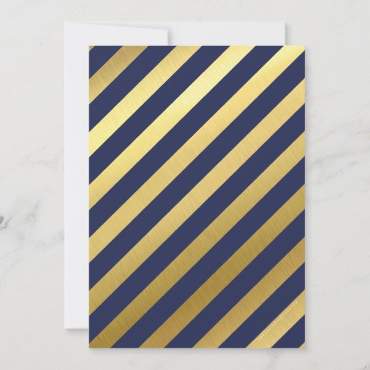 CUSTOM Bar Mitswa Nodig marine blauw + goud LANDON Kaart (Achterkant)