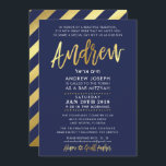 CUSTOM Bar Mitswa Uitnodigen voor Andrew Navy   go Kaart<br><div class="desc">*** OPMERKING - HET SHINY GOLD FOIL EFFECT IS EEN GEDRUKT AFBEELDING *** - - - - - - - - - - - - - - - - - - - - - - - - - - - - - - - - - - - - - -...</div>