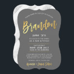 CUSTOM Bar Mitswa Uitnodigen voor Brandon grijs    Kaart<br><div class="desc">*** OPMERKING - HET GLANZENDE GOUDEN FOLIE EFFECT IS EEN BEDRUKT AFBEELDING *** - - - - - - - - - - - - - - - - - - - - - - - - - - - - - - NEEM CONTACT MET MIJ OP voor aangepaste "faux...</div>
