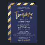 CUSTOM Bar Mitswa Uitnodigen voor Tommy Navy   gou Kaart<br><div class="desc">*** OPMERKING - HET SHINY GOLD FOIL EFFECT IS EEN GEDRUKT AFBEELDING *** - - - - - - - - - - - - - - - - - - - - - - - - - - - - - - - - - - - - - -...</div>