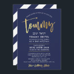 CUSTOM Bar Mitswa Uitnodigen voor Tommy Navy   gou Kaart<br><div class="desc">*** OPMERKING - HET GLANZENDE GOUDEN FOLIE EFFECT IS EEN BEDRUKT AFBEELDING *** - - - - - - - - - - - - - - - - - - - - - - - - - - - - - - - NEEM CONTACT MET MIJ OP voor aangepaste...</div>