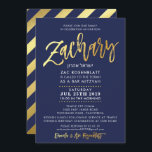 CUSTOM Bar Mitswa Uitnodigen voor Zachary marine   Kaart<br><div class="desc">*** OPMERKING - HET GLANZENDE GOUDFOLIE EFFECT IS EEN GEDRUKT AFBEELDING *** - - - - - - - - - - - - - - - - - - - - - - - - - NEEM CONTACT MET ME OP voor een aangepast "faux gold folie effect type" dit...</div>