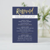 CUSTOM Bar Mitzvah bijlage Tommy navy + Gold Kaart (Staand voorkant)