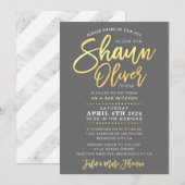 CUSTOM Bar Mitzvah gouden scriptnaam SHAUN Kaart (Voorkant / Achterkant)