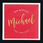 CUSTOM Bar Mitzvah lunch rood goud kalligrafie Servet<br><div class="desc">door kat massard >> WWW.SIMPLYSWEETPAPERIE.COM <<<<</div>