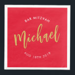 CUSTOM Bar Mitzvah lunch rood goud kalligrafie Servet<br><div class="desc">door kat massard >> WWW.SIMPLYSWEETPAPERIE.COM <<<<</div>