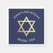CUSTOM Bar Mitzvah mazel tov ster marine + goud Servetten (Voorkant)