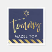 CUSTOM Bar Mitzvah mazel tov voor Tommy marine + g Servetten (Voorkant)