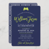 CUSTOM Bar Mitzvah modern controllermarine limoen Kaart (Voorkant / Achterkant)