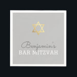 CUSTOM Bar Mitzvah modern gouden ster grijs Servetten<br><div class="desc">door kat massard >> WWW.SIMPLYSWEETPAPERIE.COM <<<<</div>
