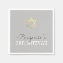 CUSTOM Bar Mitzvah modern gouden ster grijs Servetten