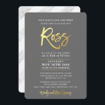 CUSTOM Bar Mitzvah modern grijs   goud script ROSS Kaart<br><div class="desc">*** OPMERKING - HET GLANZENDE GOUDEN FOLIE EFFECT IS EEN BEDRUKT AFBEELDING *** - - - - - - - - - - - - - - - - - - - - - - - - - - - - - - - NEEM CONTACT MET MIJ OP voor aangepaste...</div>