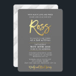 CUSTOM Bar Mitzvah modern grijs   goud script ROSS Kaart<br><div class="desc">*** OPMERKING - HET GLANZENDE GOUDEN FOLIE EFFECT IS EEN BEDRUKT AFBEELDING *** - - - - - - - - - - - - - - - - - - - - - - - - - - - - - - - NEEM CONTACT MET MIJ OP voor aangepaste...</div>