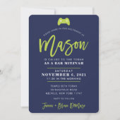 CUSTOM Bar Mitzvah moderne gamemarine + limoen MAS Kaart (Voorkant)