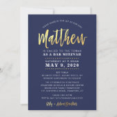 CUSTOM Bar Mitzvah moderne marine + gouden naam MA Kaart (Voorkant)