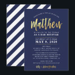 CUSTOM Bar Mitzvah moderne marine   gouden naam MA Kaart<br><div class="desc">*** OPMERKING - HET GLANZENDE GOUDEN FOLIE EFFECT IS EEN BEDRUKT AFBEELDING *** - - - - - - - - - - - - - - - - - - - - - - - - - - - - - - - NEEM CONTACT MET MIJ OP voor aangepaste...</div>
