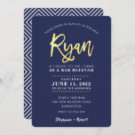 CUSTOM Bar Mitzvah moderne marine   goudnaam RYAN  Kaart<br><div class="desc">*** OPMERKING - HET SHINY GOLD FOIL EFFECT IS EEN GEDRUKT AFBEELDING *** - - - - - - - - - - - - - - - - - - - - - - CONTACT MET ME VOOR aangepast "faux gold foil effect type" Licht het design in, maar zou...</div>