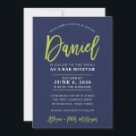 CUSTOM Bar Mitzvah moderne marine   limoen DANIEL Kaart<br><div class="desc">*** OPMERKING - HET SHINY GOLD FOIL EFFECT IS EEN GEDRUKT AFBEELDING *** - - - - - - - - - - - - - - - - - - - - - - CONTACT MET ME VOOR aangepast "faux gold foil effect type" Licht het design in, maar zou...</div>